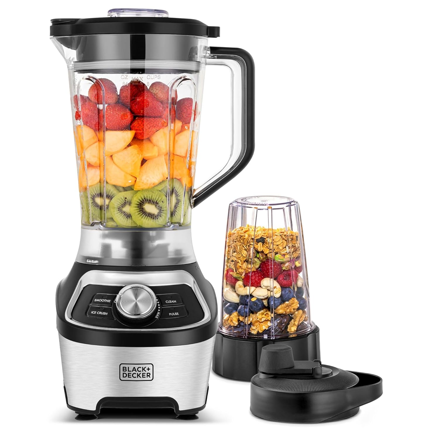 BLACK+DECKER High-Speed Blender, 1200W Motor, 1.85L BPA-Free Jar, 500ml Travel Cup, 20,000 RPM, 6-Blade, Stainless Steel, Smoothie & Ice Crush Presets, Variable Speed,... BLACK+DECKER High-Speed Blender, 1200W Motor, 1.85L BPA-Free Jar, 500ml Travel Cup, 20,000 RPM, 6-Blade, Stainless Steel, Smoothie & Ice Crush Presets, Variable Speed,...