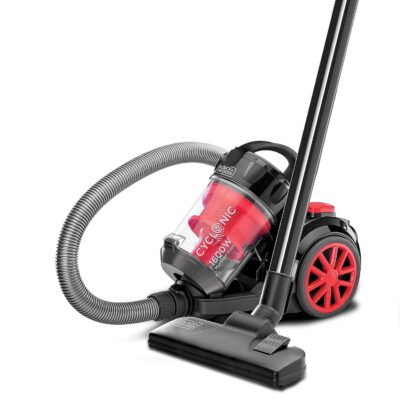 Black & Decker Multi-Cyclonic Bagless Corded Canister Vacuum Cleaner with 6 Stage Filtration, 1400 W Max Power, 20 kPa Suction Power, Red/Black, 2.5 L, VM1680-B5